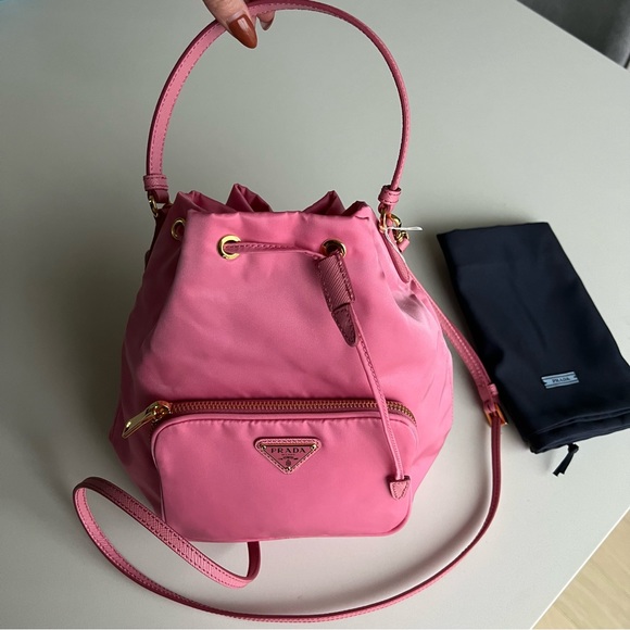 Prada Bags Prada Duet Renylon Bucket Shoulder Bag In Pink Poshmark